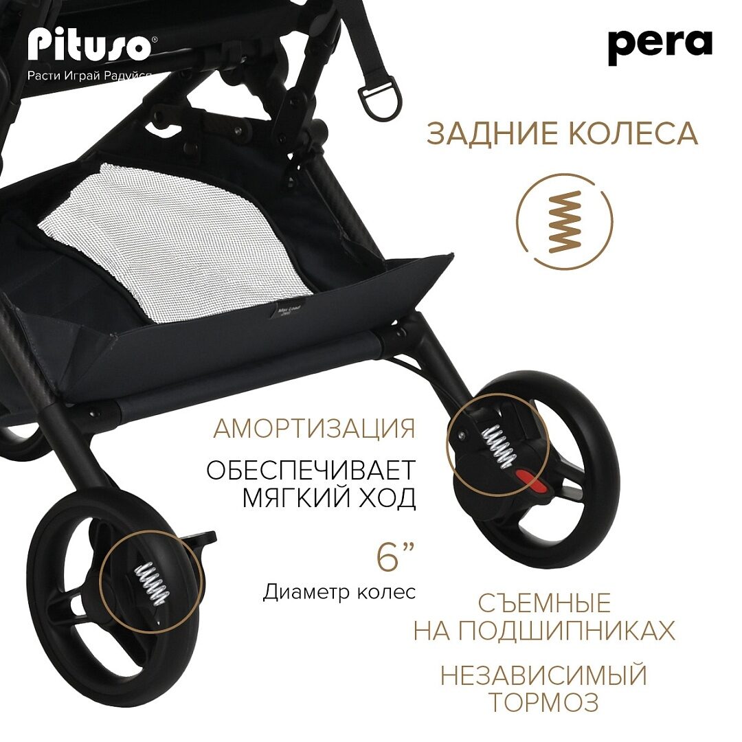 Коляска прогулочная Pituso Pera рама carbon / Graphite