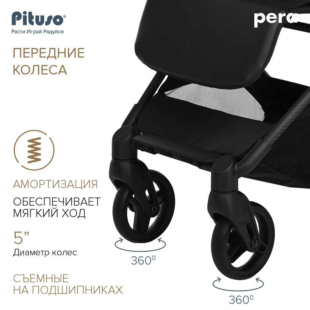 Коляска прогулочная Pituso Pera рама carbon / Black New