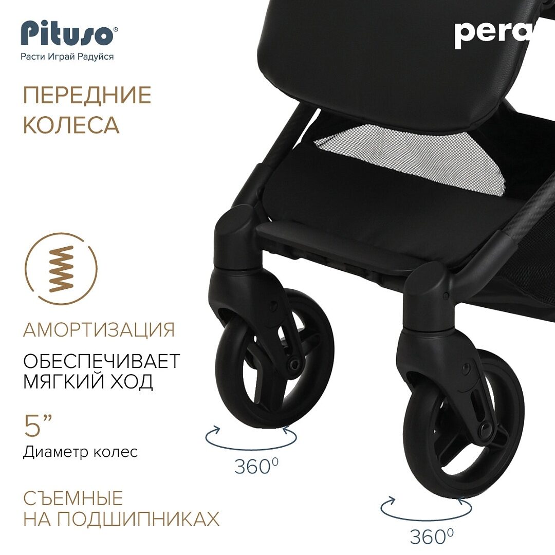 Коляска прогулочная Pituso Pera рама carbon / Grey Taupe